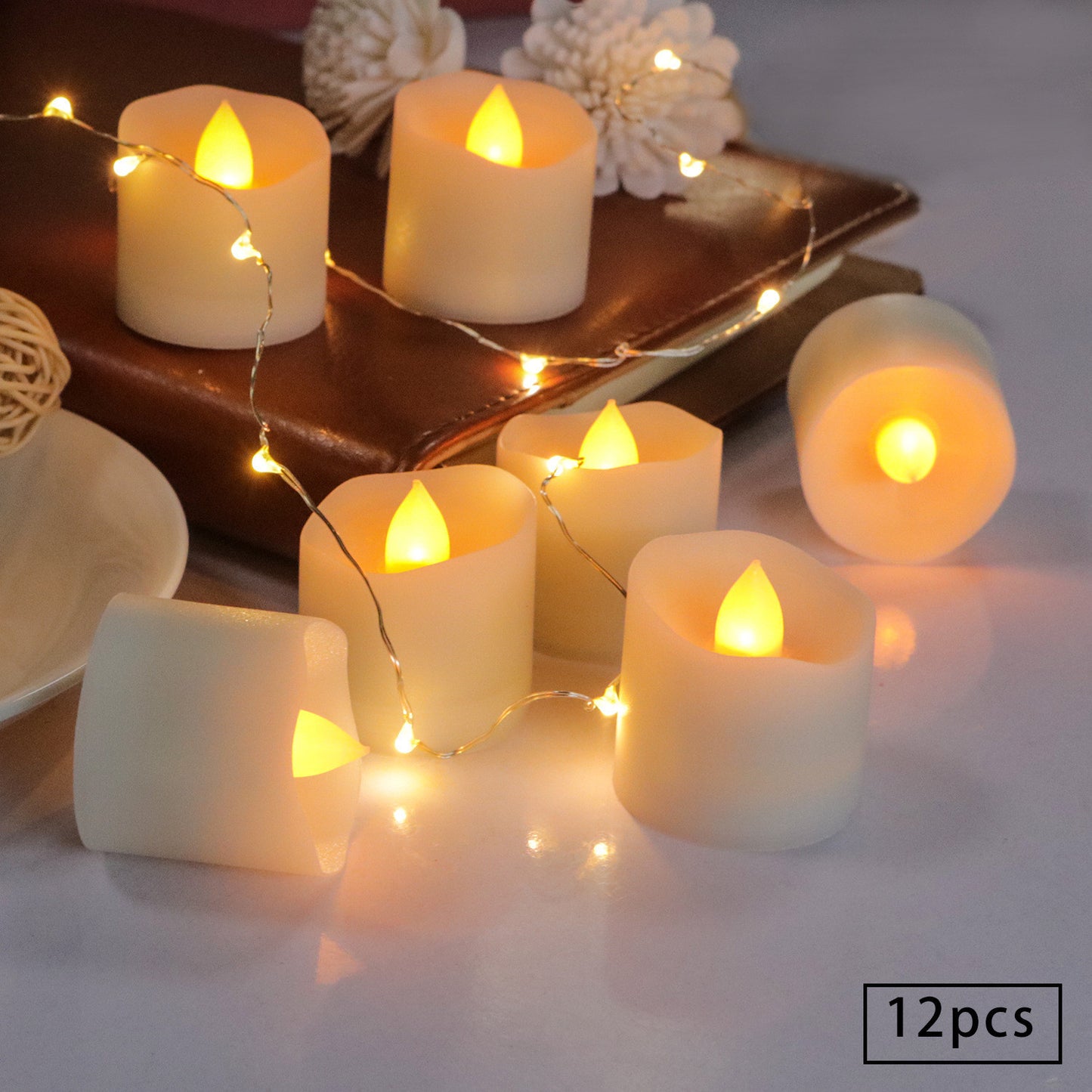 LED Candle Light Warm White Flashing Timed Flameless Candle