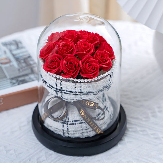 Eternal Rose Bouquet in Glass Dome  Perfect Gift