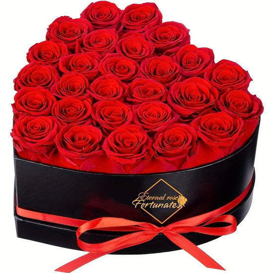 Everlasting Heart Box Preserved Roses  16piece  27piece  Year Long Bloom