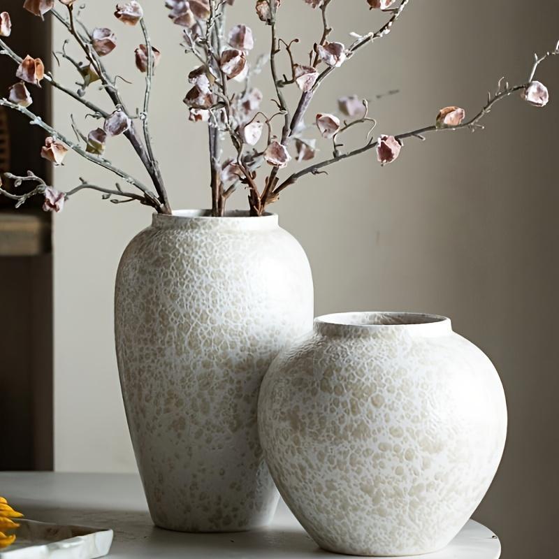 Elegant White Textured Ceramic Vase  Ideal Home Decor