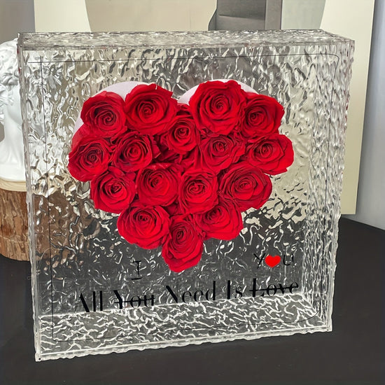 16 Eternal Roses in HeartShaped Acrylic Gift Box